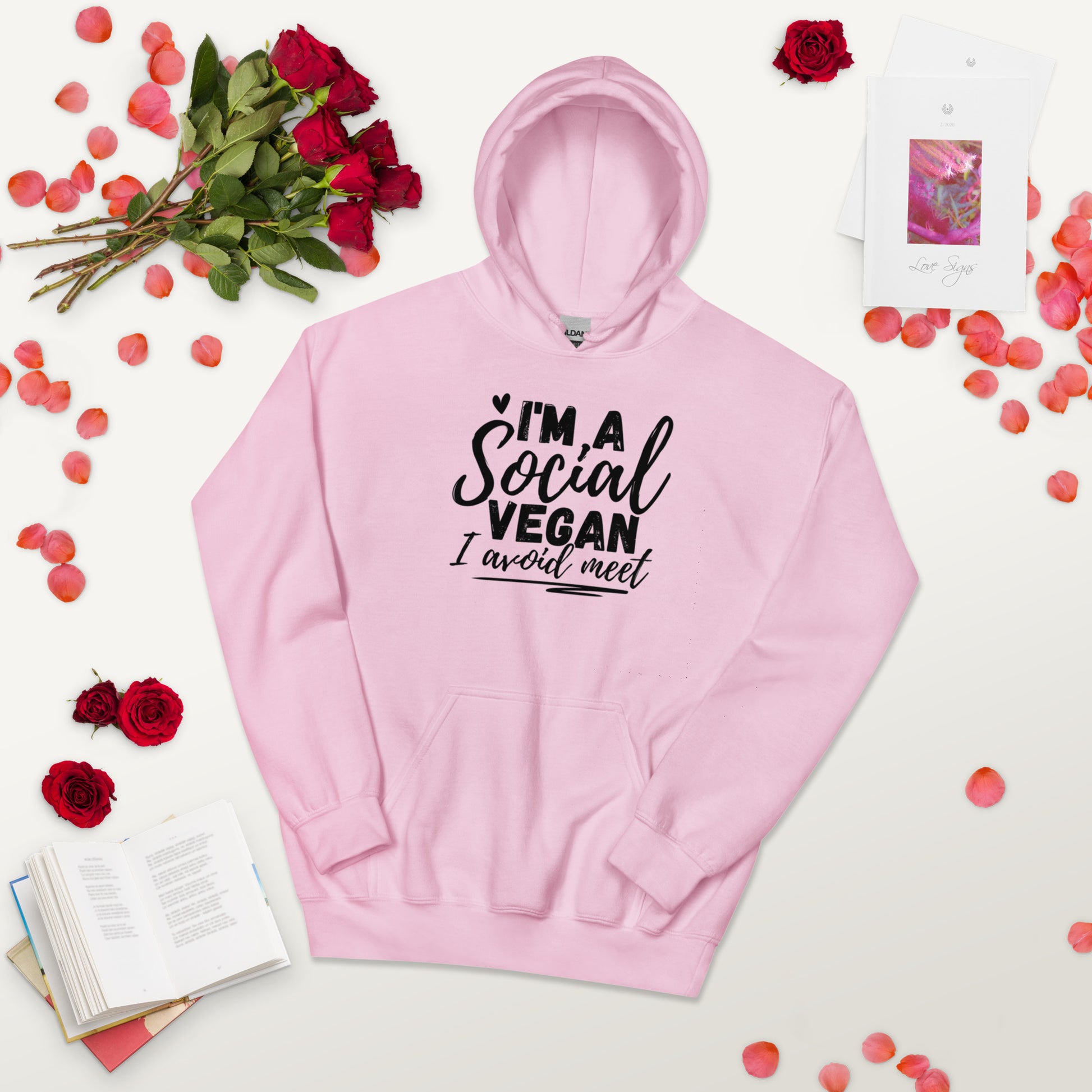 I’m a social vegan. I avoid meet Hoodie | Funny Eco friendly sustainable clothing - Jessie's Art Shop