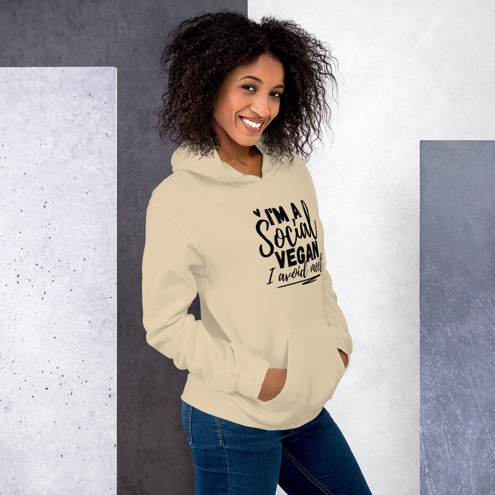 I’m a social vegan. I avoid meet Hoodie | Funny Eco friendly sustainable clothing - Jessie's Art Shop