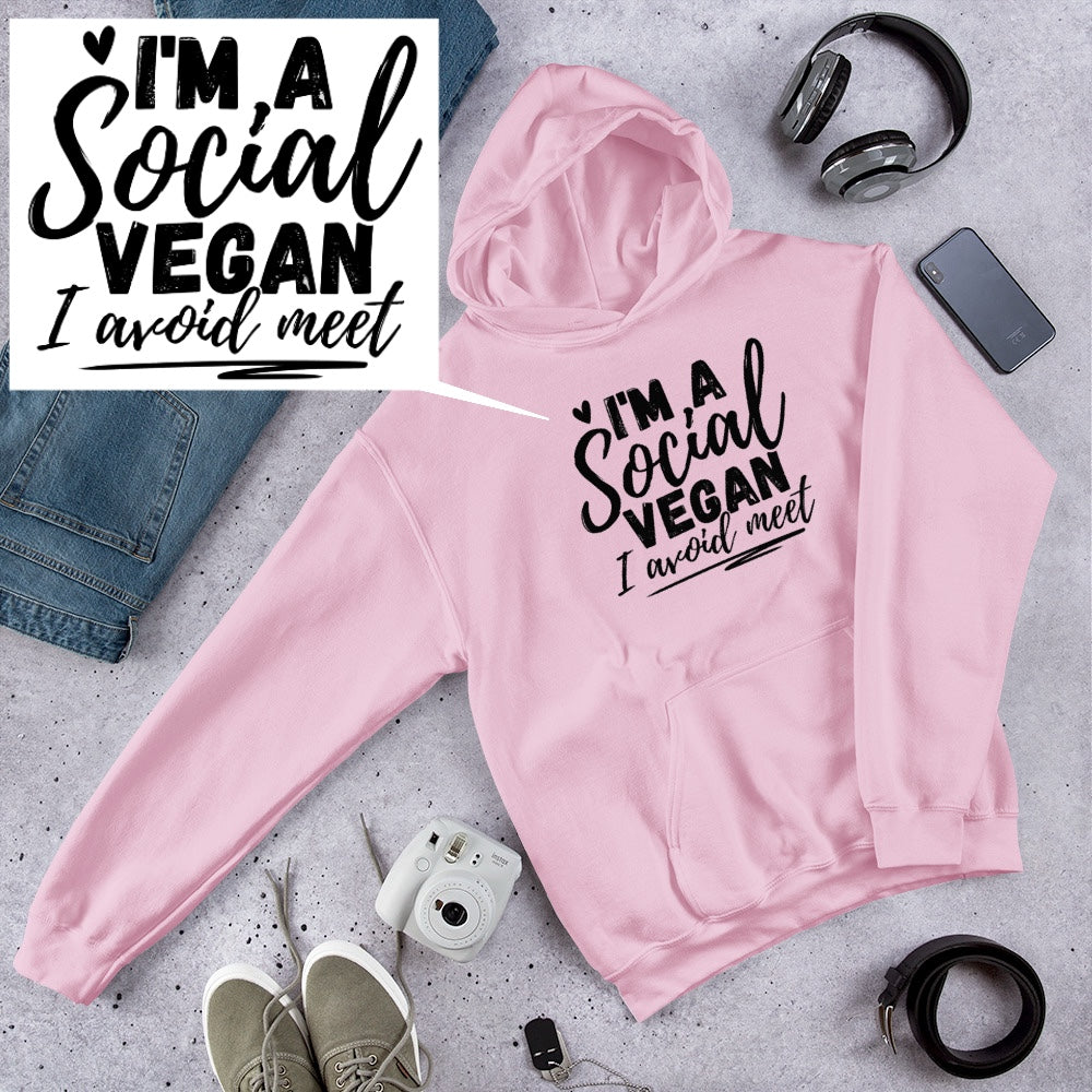 I’m a social vegan. I avoid meet Hoodie | Funny Eco friendly sustainable clothing - Jessie's Art Shop