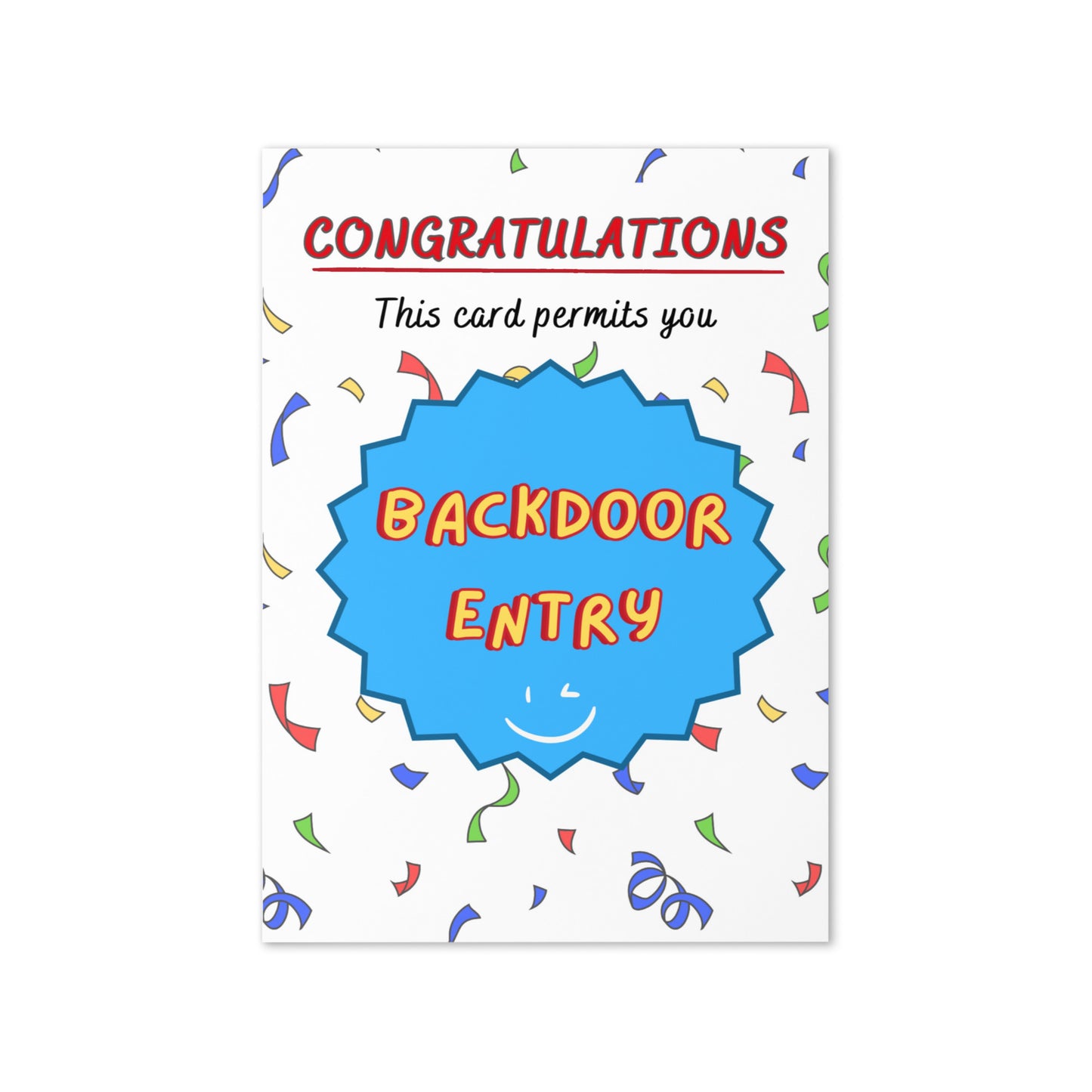 Congratulations backdoor entry funny rude Valentine's Day card