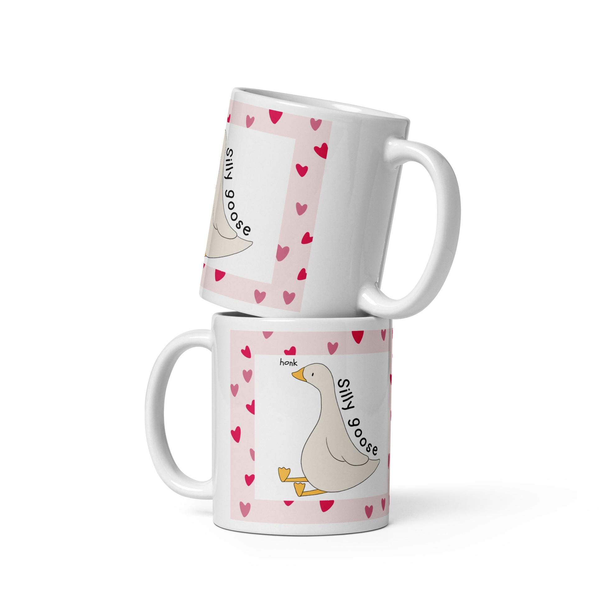 Silly Goose Mug | Cute hearts Design | Eco-Friendly Cup - Jessie's Art Shop