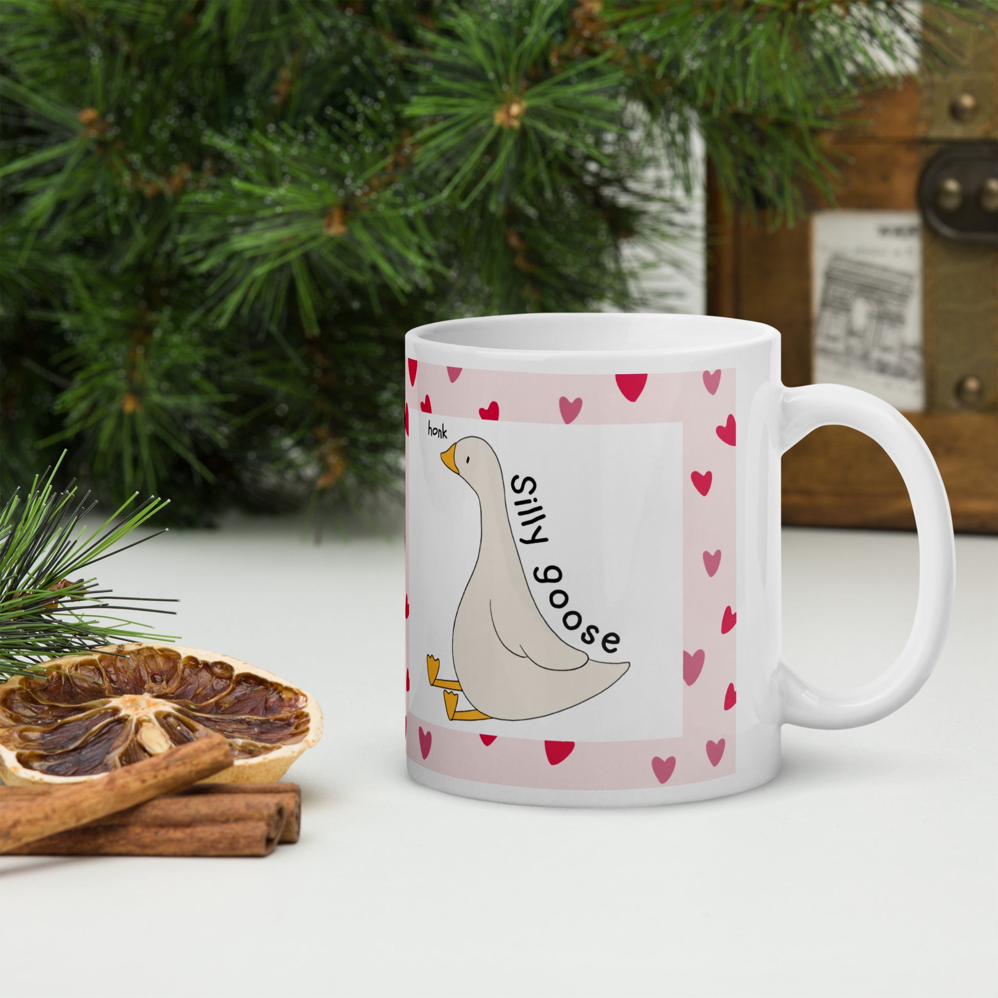 Silly Goose Mug | Cute hearts Design | Eco-Friendly Cup - Jessie's Art Shop