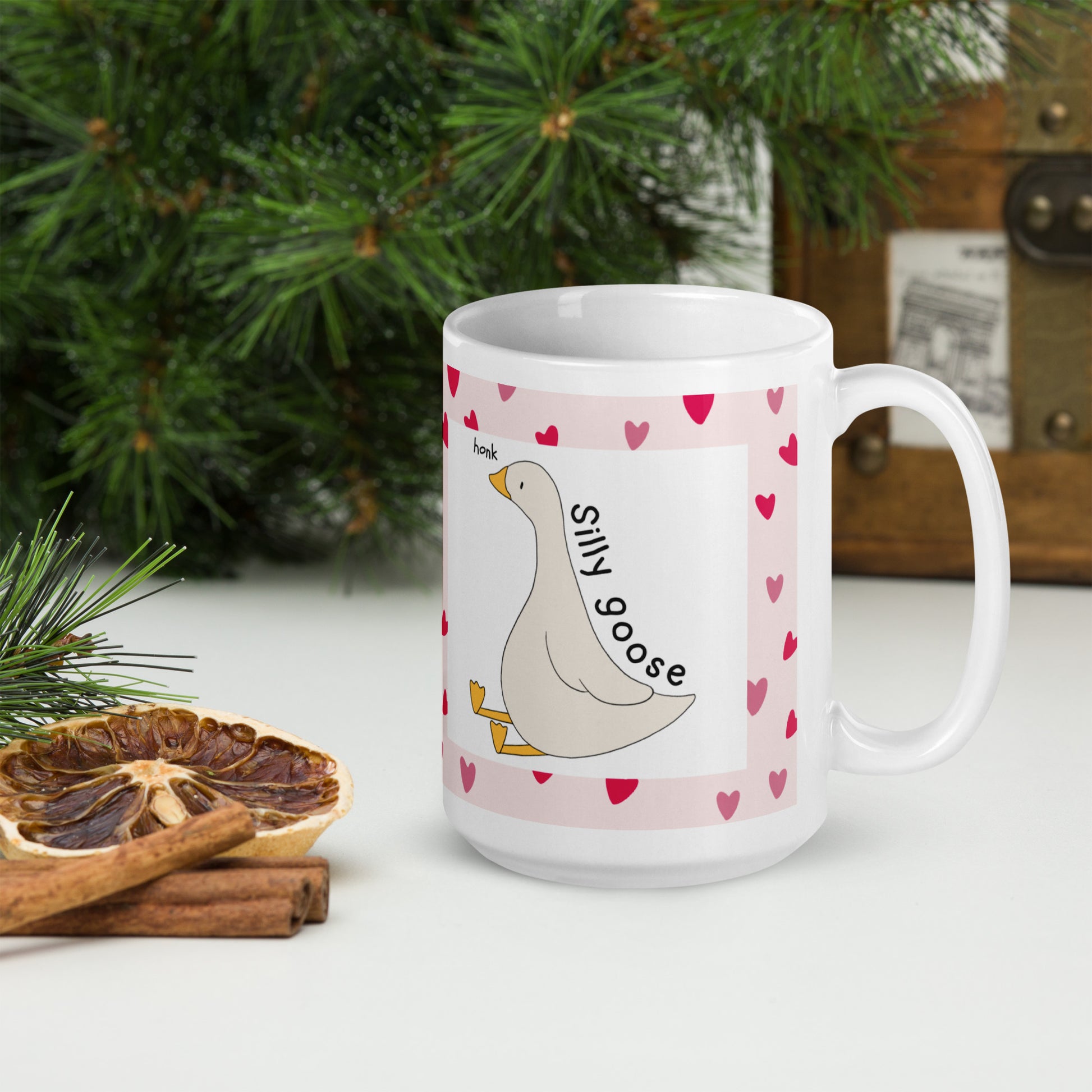 Silly Goose Mug | Cute hearts Design | Eco-Friendly Cup - Jessie's Art Shop