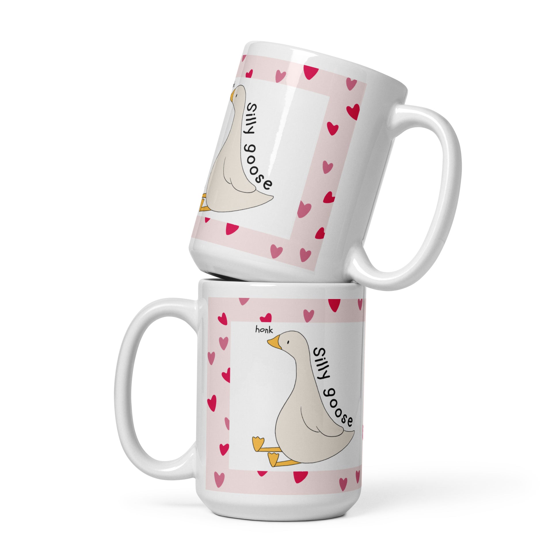 Silly Goose Mug | Cute hearts Design | Eco-Friendly Cup - Jessie's Art Shop