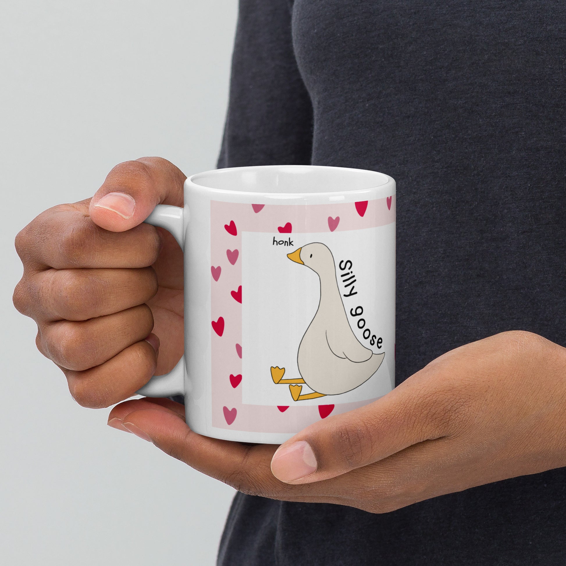 Silly Goose Mug | Cute hearts Design | Eco-Friendly Cup - Jessie's Art Shop