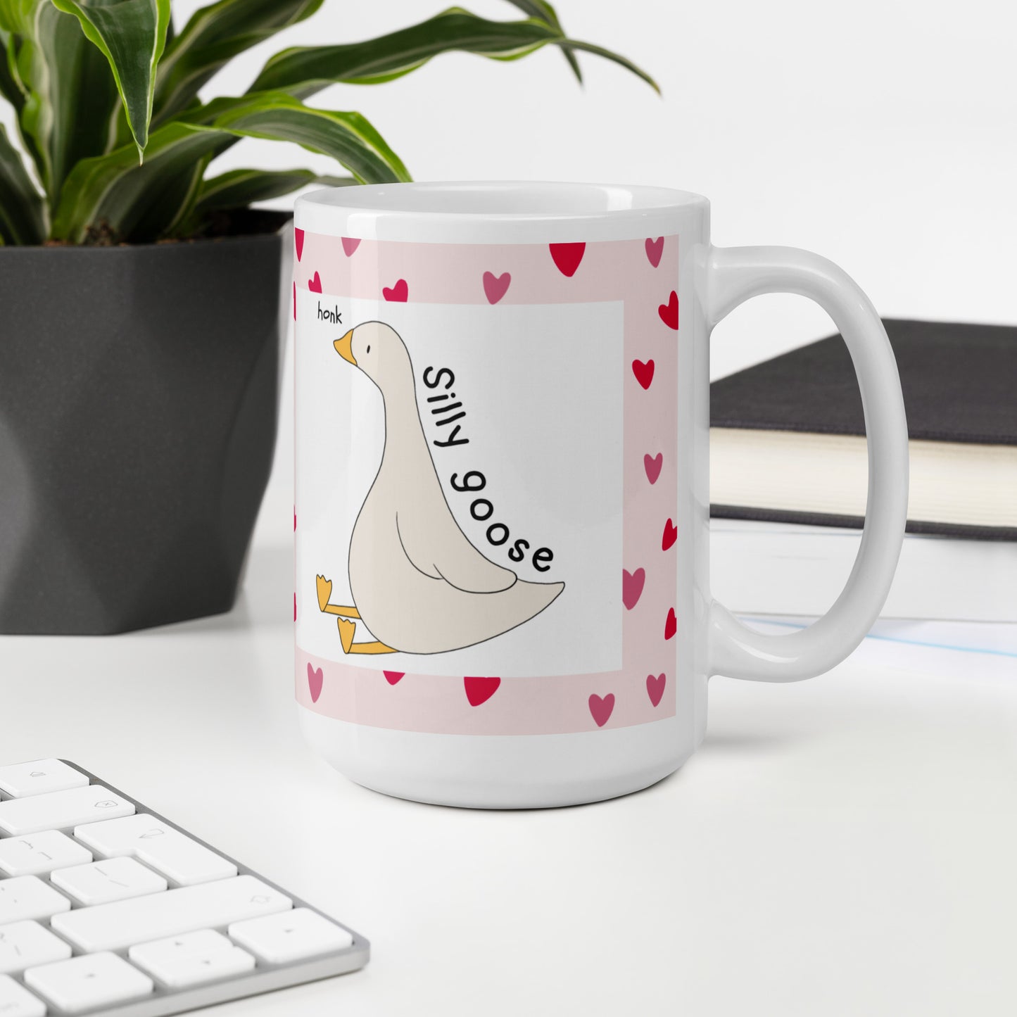 Silly Goose Mug | Cute hearts Design | Eco-Friendly Cup - Jessie's Art Shop