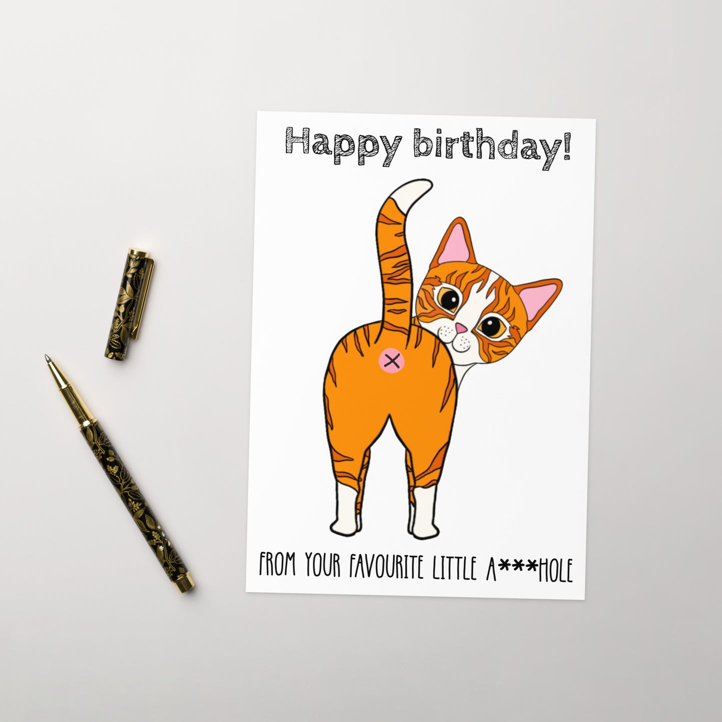 Divertida tarjeta de cumpleaños con trasero de gato: tarjeta de felicitación divertida para amantes de los gatos personalizable de raza y color | tarjeta de cumpleaños para dueños de gatos