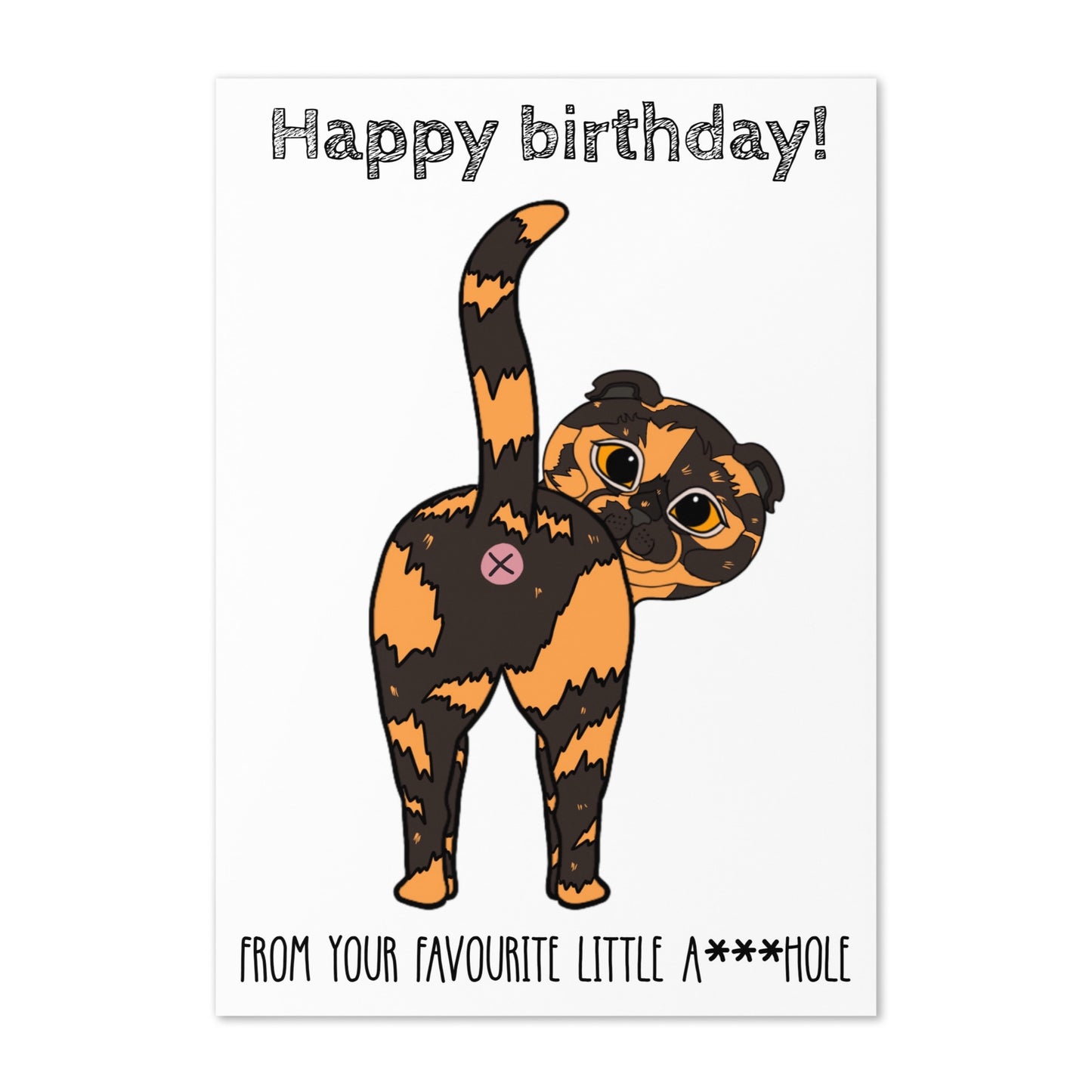 Carte d'anniversaire drôle de fesses de chat - Carte de vœux amusante pour amoureux des chats personnalisable avec race et couleur | carte d'anniversaire pour propriétaire de chat