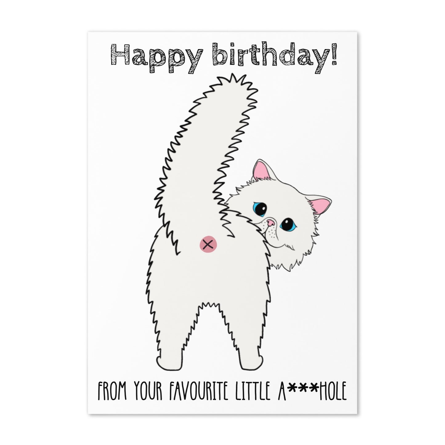 Carte d'anniversaire drôle de fesses de chat - Carte de vœux amusante pour amoureux des chats personnalisable avec race et couleur | carte d'anniversaire pour propriétaire de chat