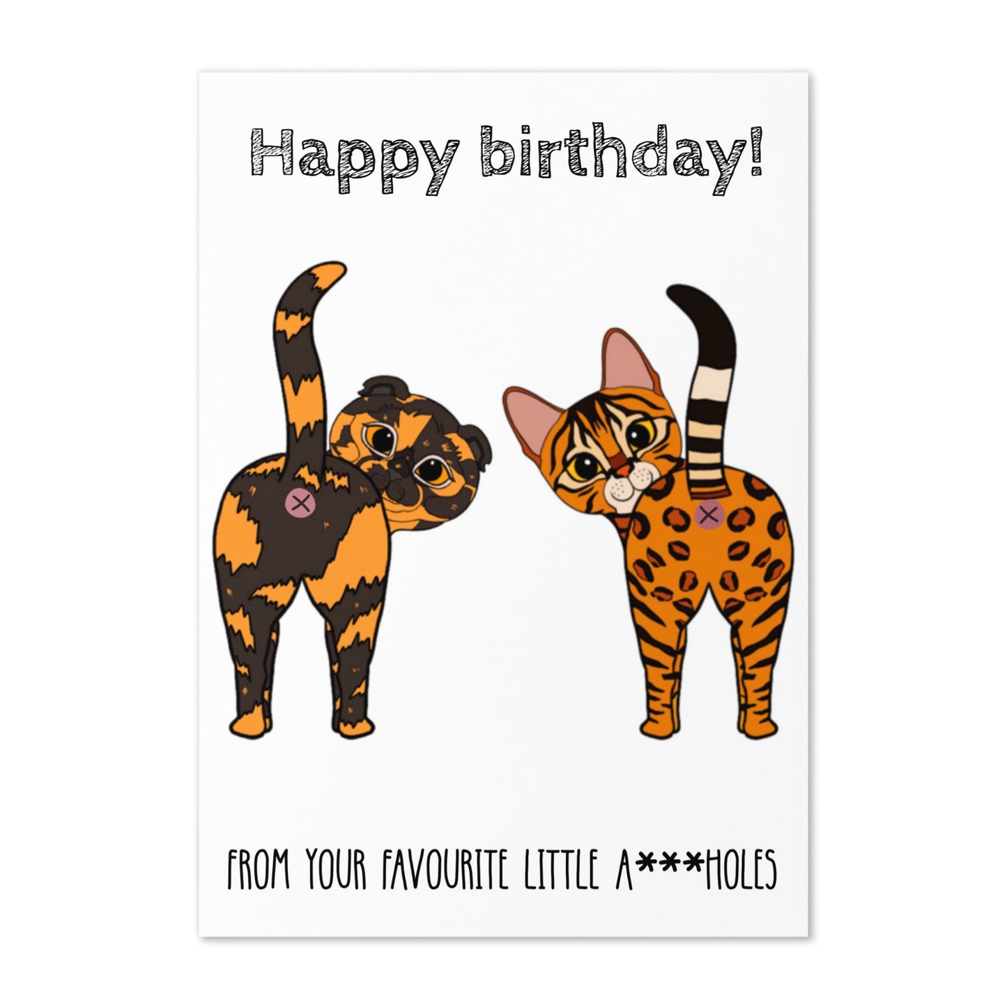 Carte d'anniversaire drôle de fesses de chat - Carte de vœux amusante pour amoureux des chats personnalisable avec race et couleur | carte d'anniversaire pour propriétaire de chat