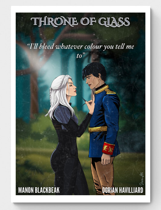 Manon and Dorian Art Print Throne of Glass | Manorian Fan Art | Premium Poster