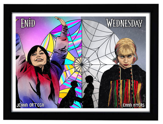 Wednesday Addams and Enid Sinclair body swap Art Print Set | JHollyArt Collection | Premium Fan Art - Jessie's Art Shop