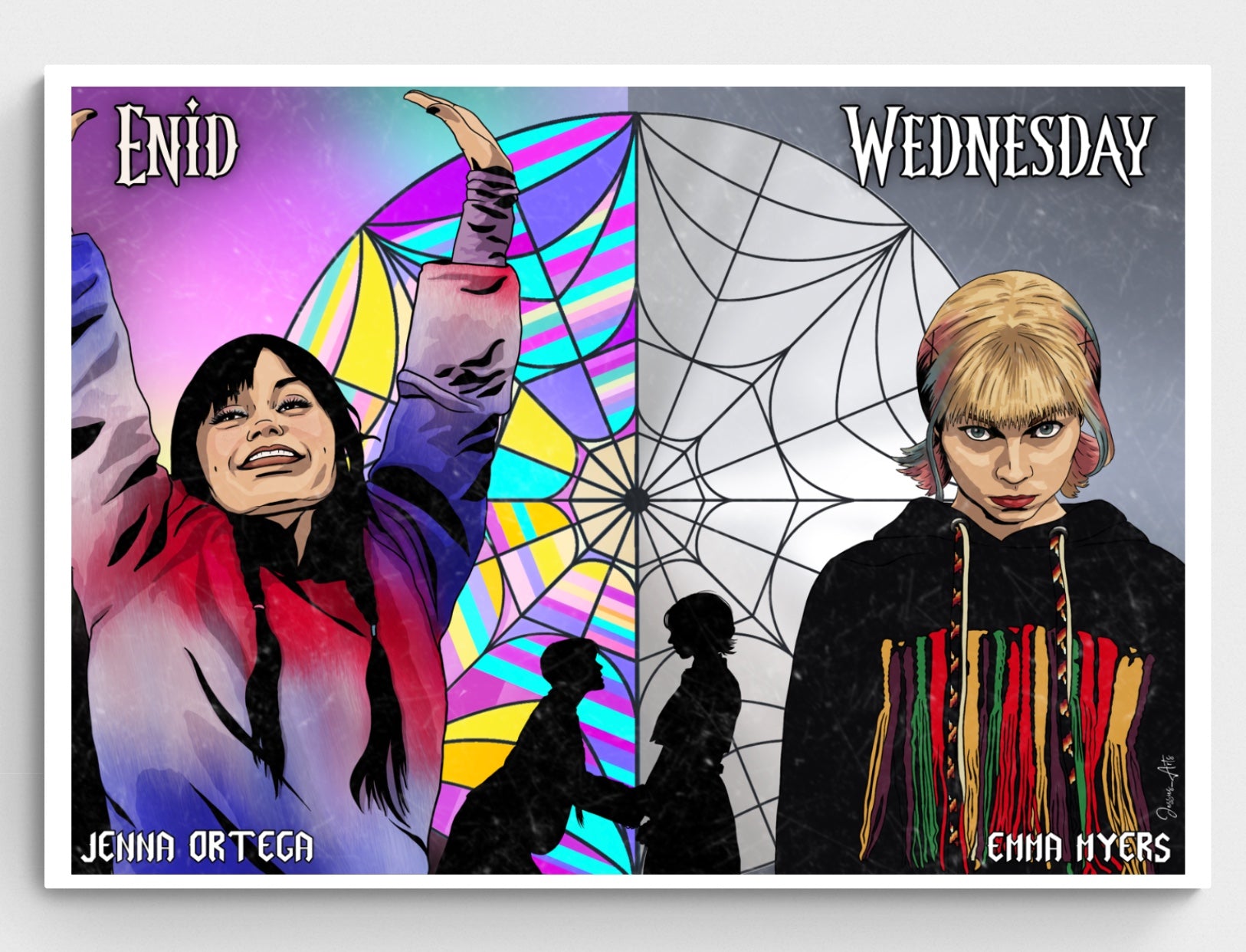 Wednesday Addams and Enid Sinclair body swap Art Print Set | JHollyArt Collection | Premium Fan Art - Jessie's Art Shop