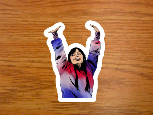 Wednesday Body swap Sticker | Multicoloured jumper | Enid as Wednesday Dancing