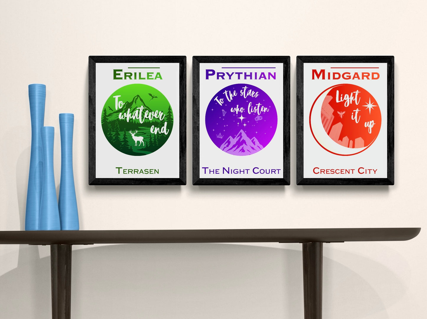 Maasverse inspired Art Collection | Three Print Set | ACOTAR Crescent City Throne of Glass | Fan Art