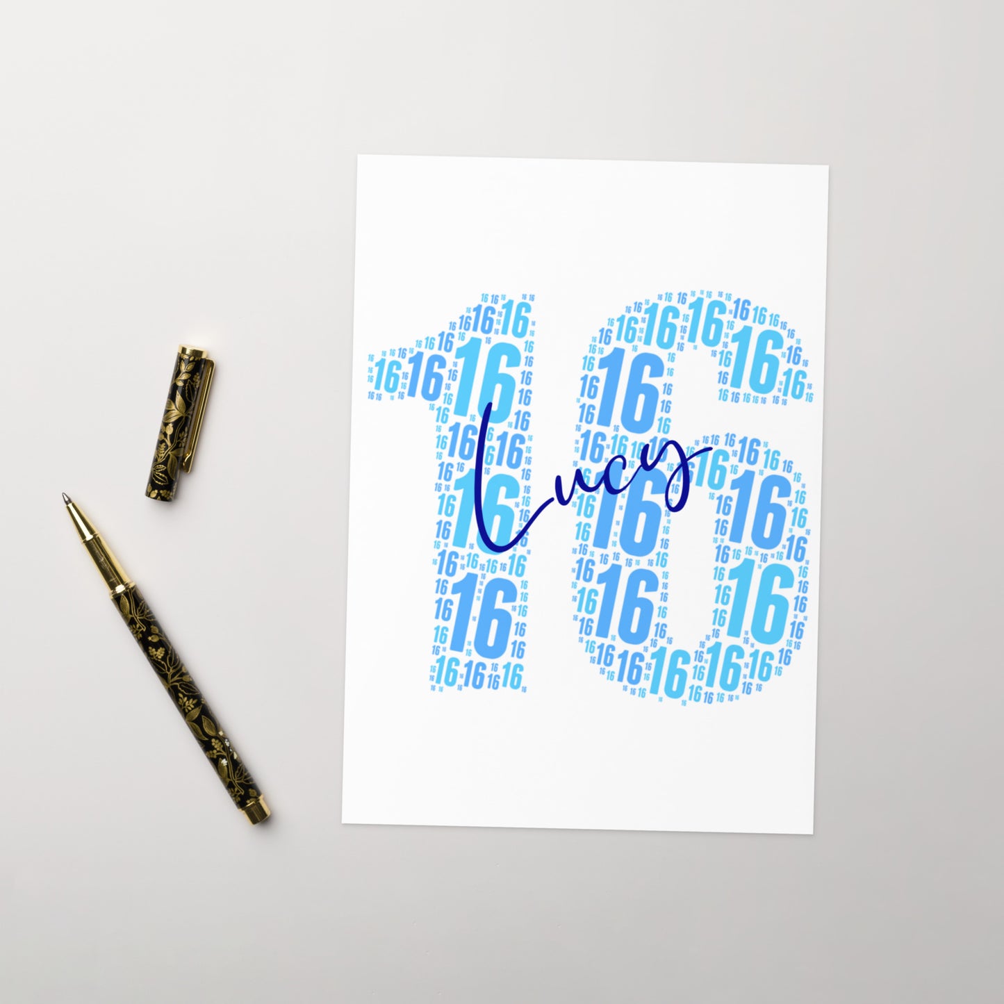 Personalised 16th birthday card - Large A5 size premium high gloss finish