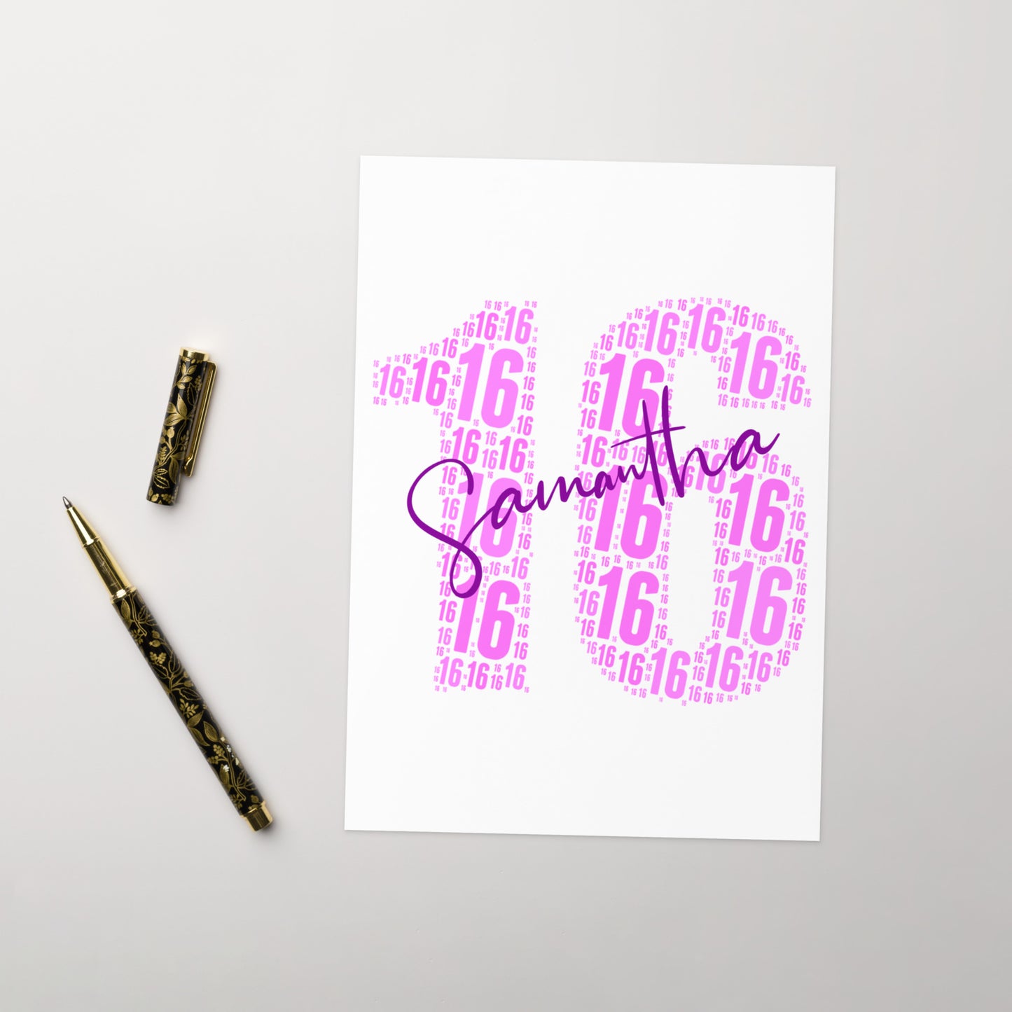 Personalised 16th birthday card - Large A5 size premium high gloss finish