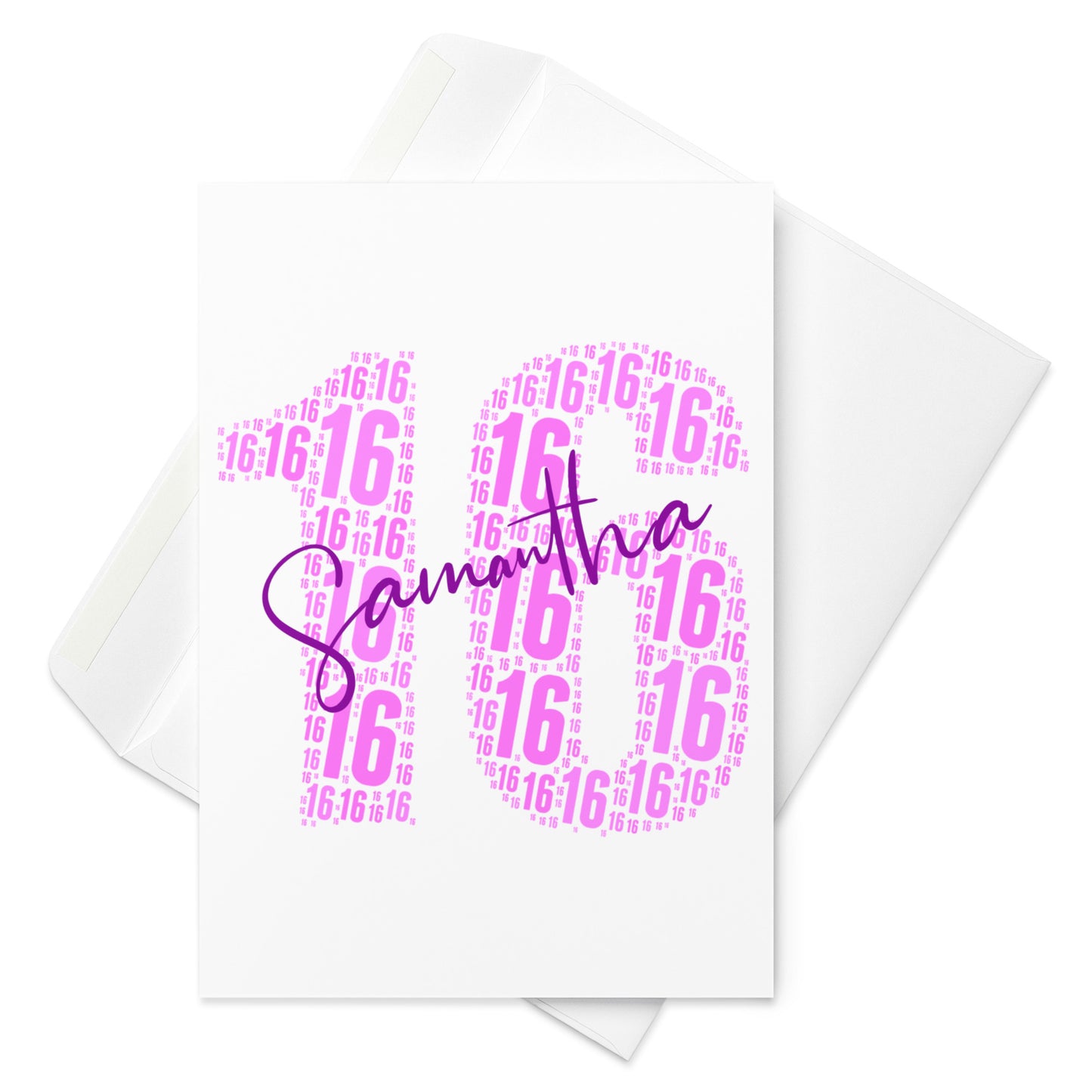 Personalised 16th birthday card - Large A5 size premium high gloss finish