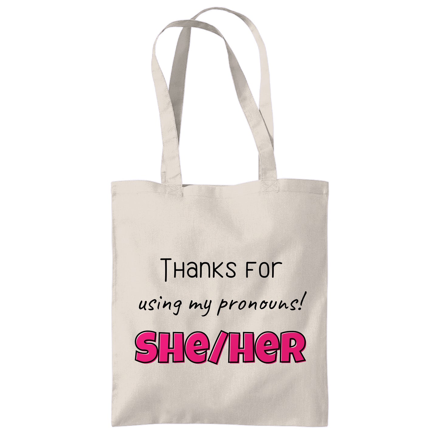 She/her pronouns tote bag | Eco friendly Aesthetic Canvas reusable shopping Bag