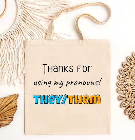 They them pronouns tote bag | Eco friendly Aesthetic Canvas reusable shopping Bag