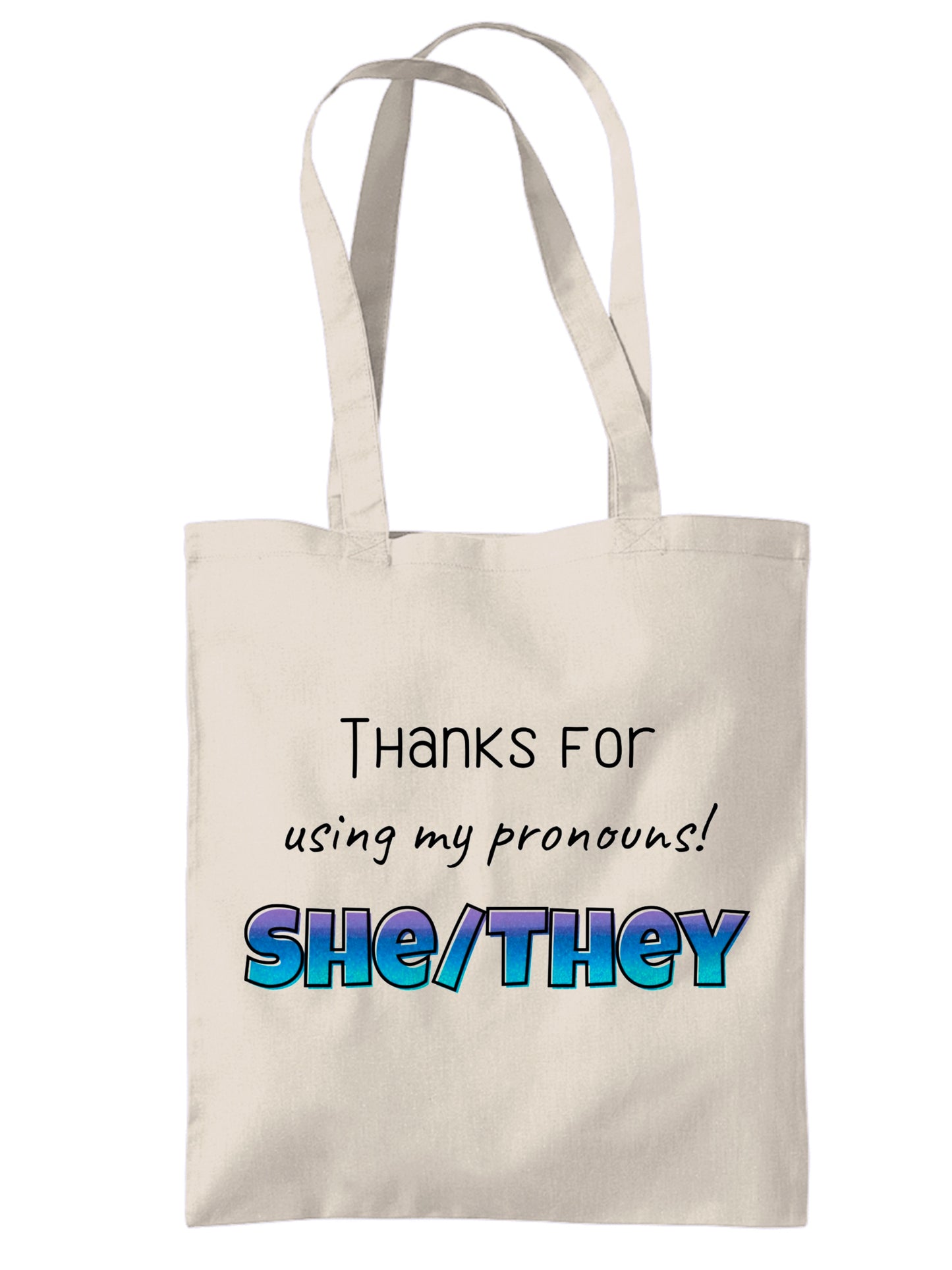 She/They pronouns tote bag | Eco friendly Aesthetic Canvas reusable shopping Bag