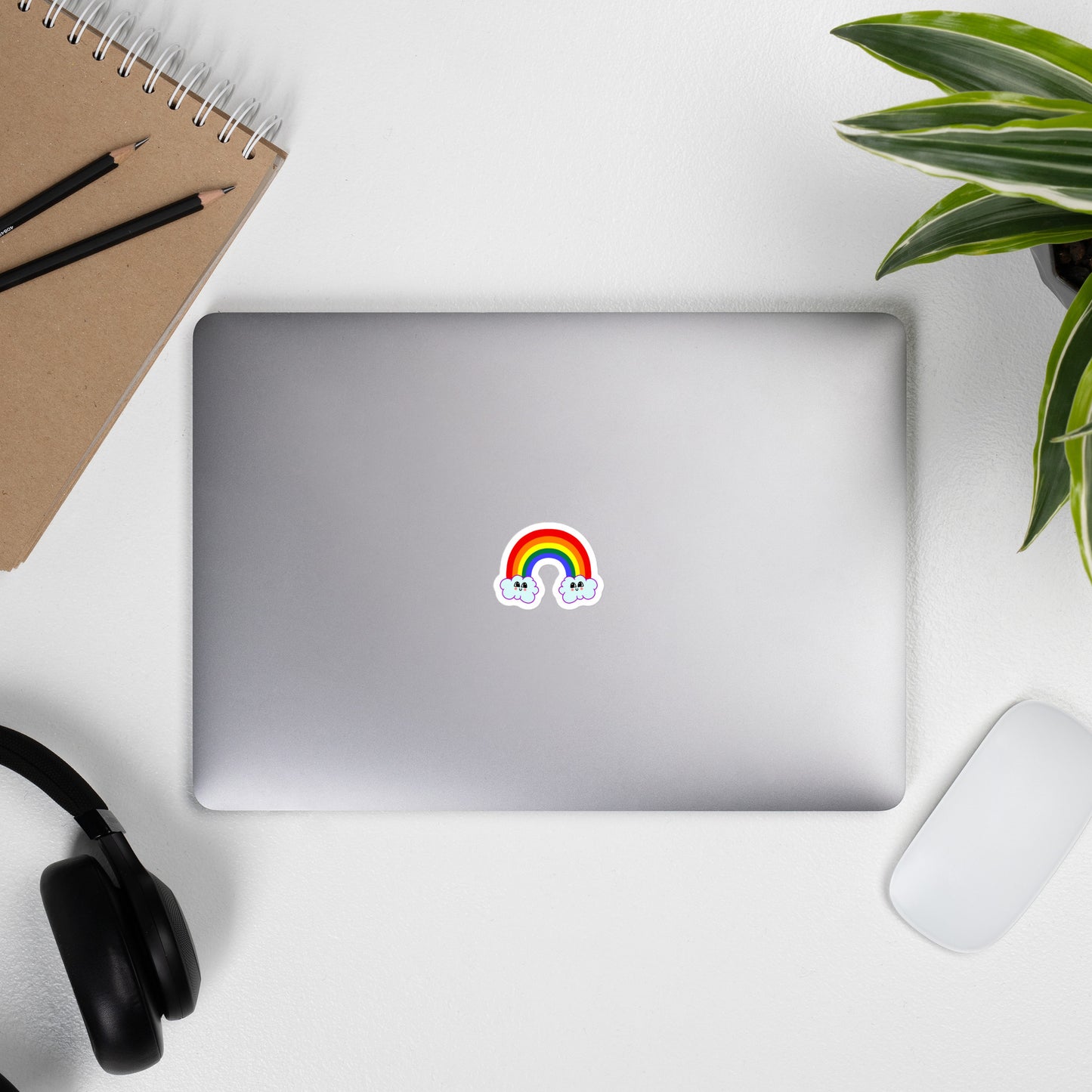 Cute rainbow with clouds sticker | premium high gloss eco-friendly vinyl