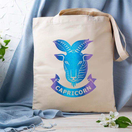 Capricorn star sign zodiac tote bag | Eco friendly Aesthetic Canvas reusable shopping Bag