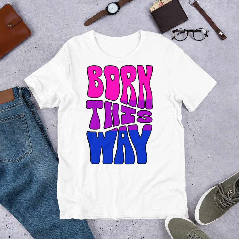 T-shirt Born this way | drapeau de la fierté bisexuelle | t-shirt écologique de qualité supérieure