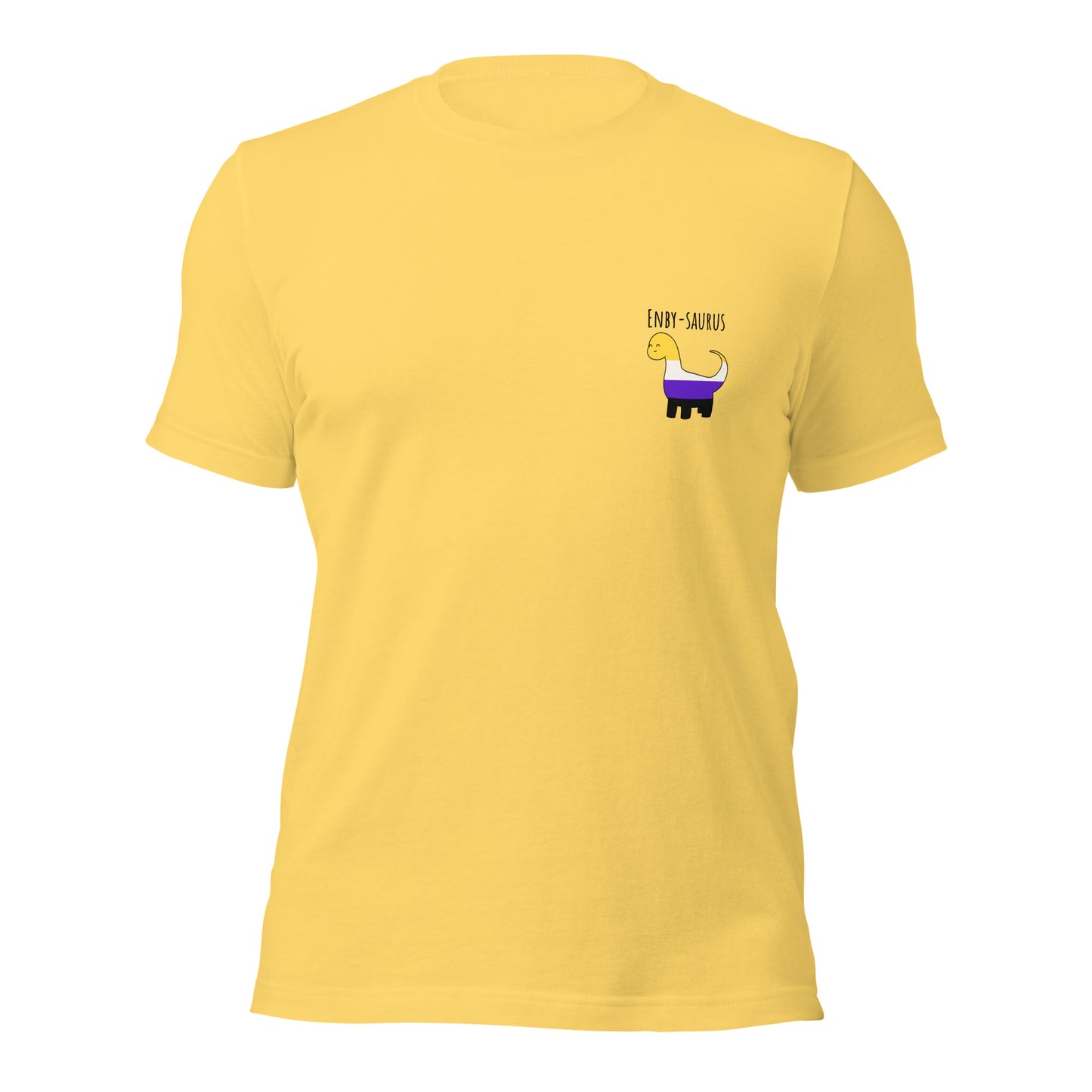 Enby-saurus T-shirt | non-binary pride dinosaur | premium quality eco-friendly tee