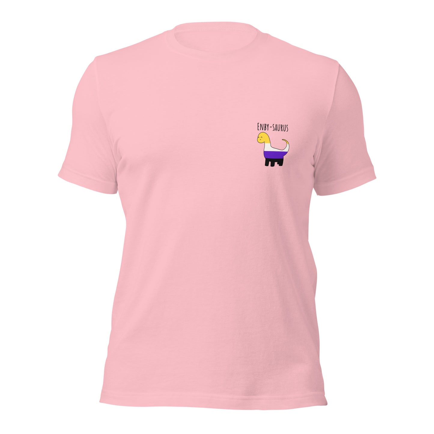 Enby-saurus T-shirt | non-binary pride dinosaur | premium quality eco-friendly tee