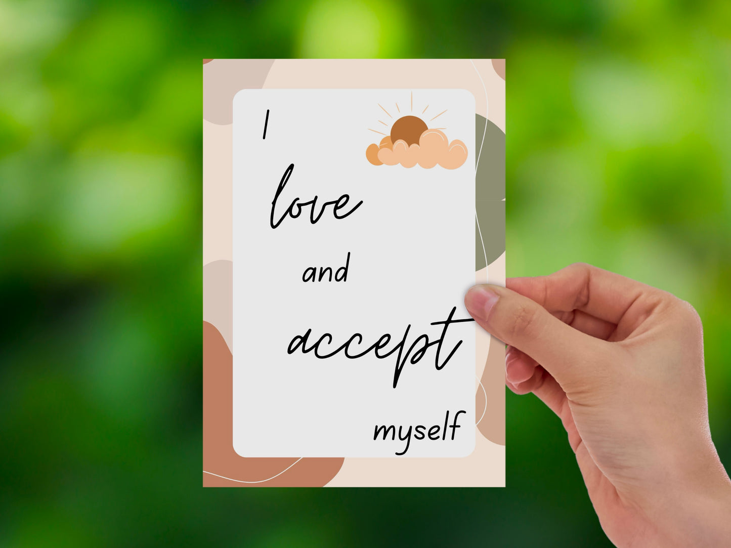 12 tarjetas de afirmación positiva diaria | Tarjetas de cuidado personal boho para todos los días