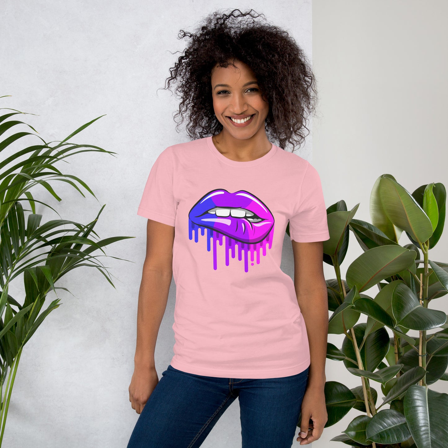 Camiseta con la bandera del orgullo bisexual | Camiseta ecológica de primera calidad | Mordedura de labio bisexual