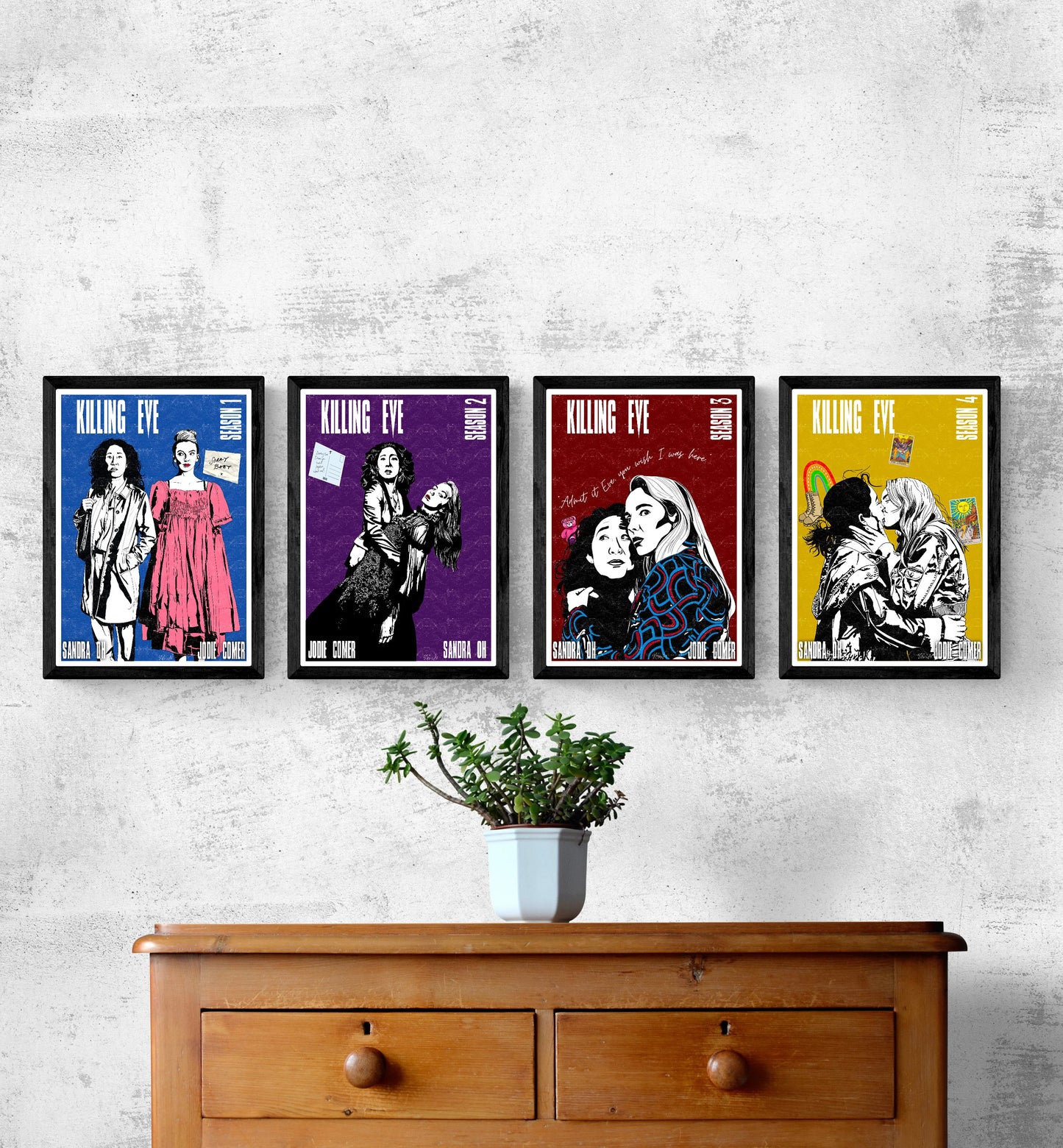 Killing Eve print collection | All four seasons tribute | Villanelle and Eve art posters - Jessie's Art Shop