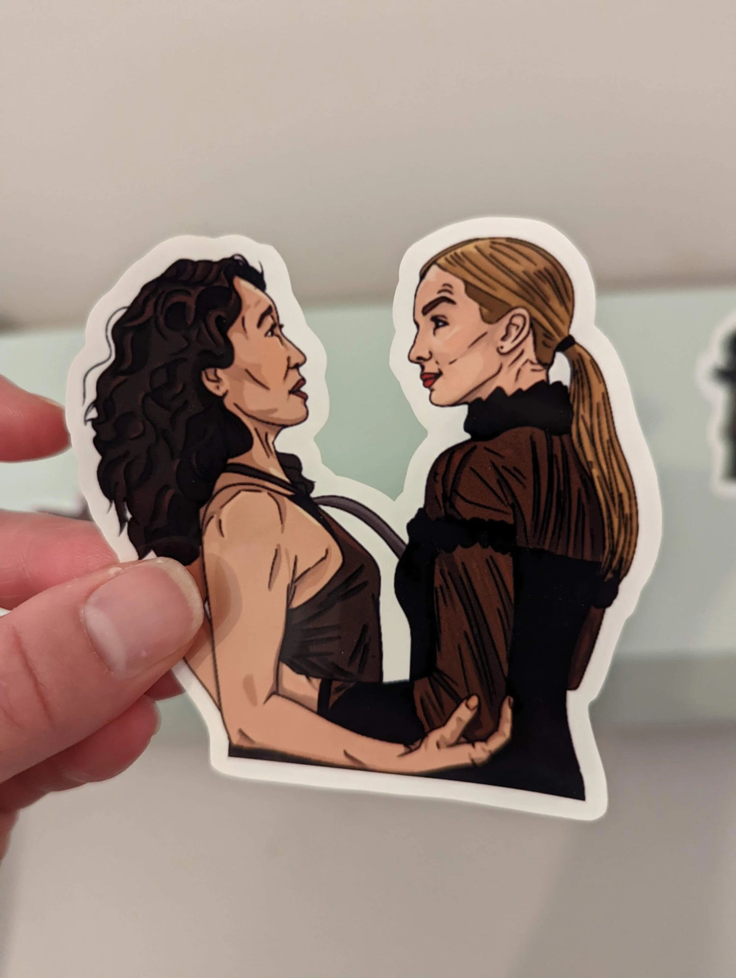 Sticker brillant et imperméable Villanelle et Eve | Killing Eve | Écologique et vegan