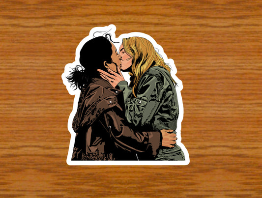 Sticker brillant et imperméable Villanelle et Eve | Killing Eve | Écologique et vegan