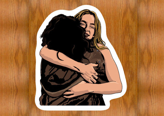 Villanelle and Eve Sticker | Hug scene | waterproof glossy sticker | Killing Eve | Eco friendly & vegan