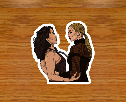 Sticker brillant et imperméable Villanelle et Eve | Killing Eve | Écologique et vegan