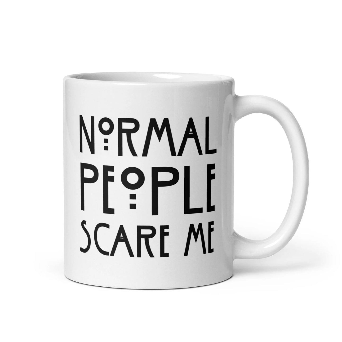 La gente normal me asusta Taza AHS | Doble cara | Taza ecológica | Taza de café grande