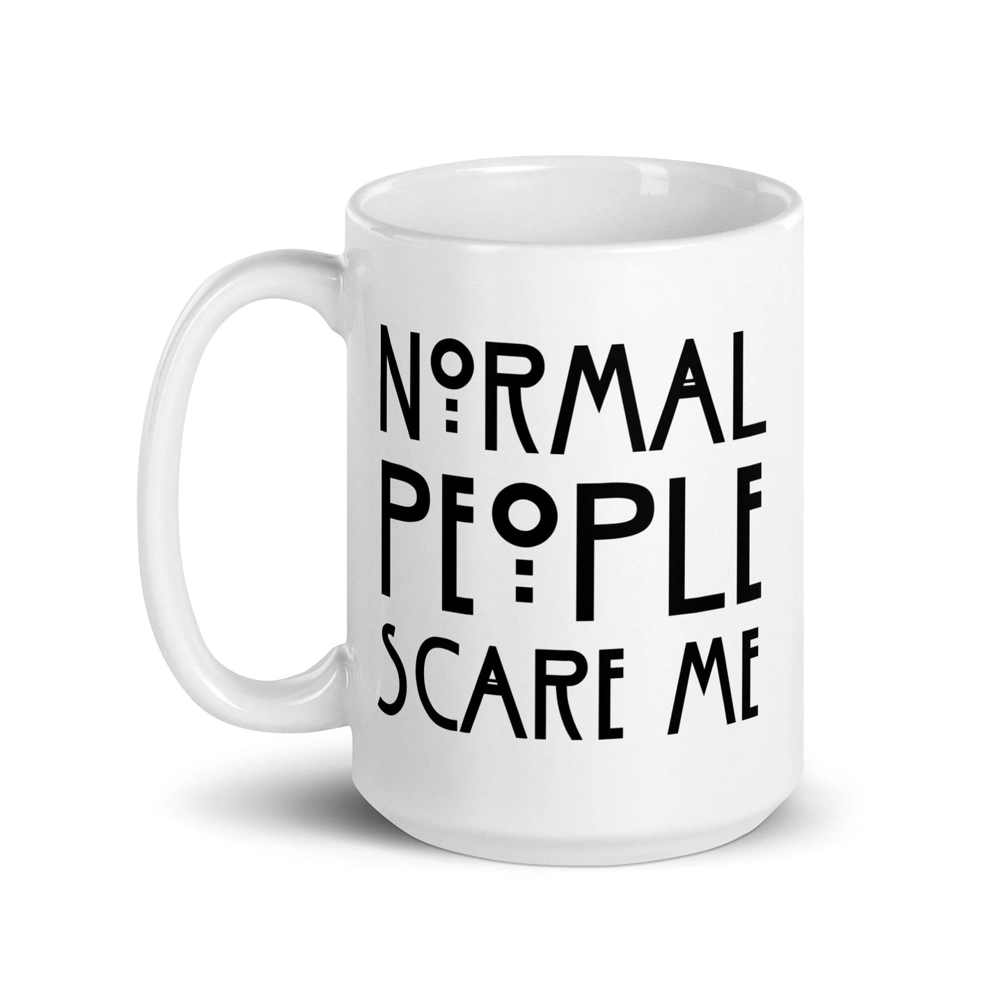 La gente normal me asusta Taza AHS | Doble cara | Taza ecológica | Taza de café grande