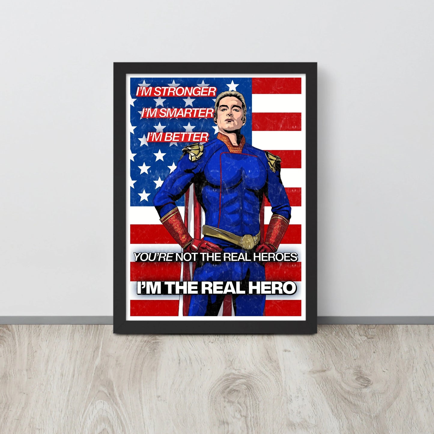 Lámina artística de Homelander | Póster artístico inspirado en los chicos | Cita de Homelander | Soy el verdadero héroe