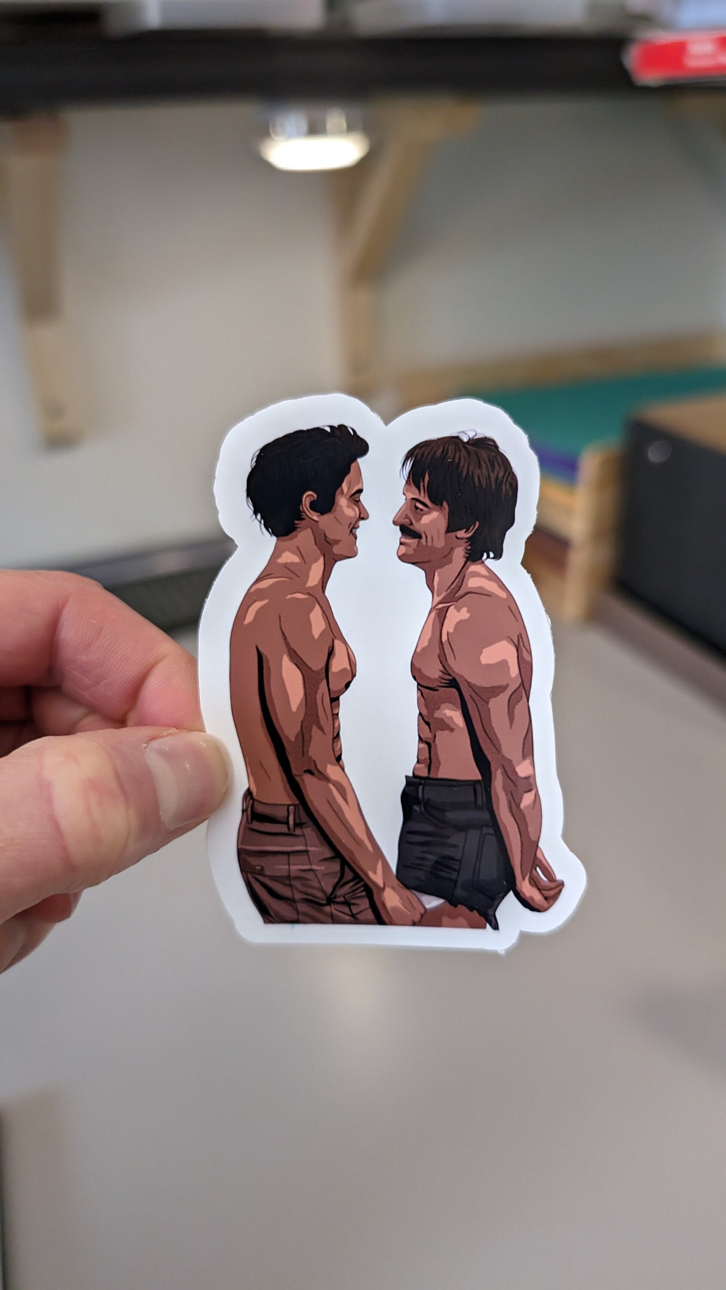 Hawk and Skippy Fire Island waterproof glossy sticker | Tim and Hawkins shirtless sticker | Eco friendly & vegan