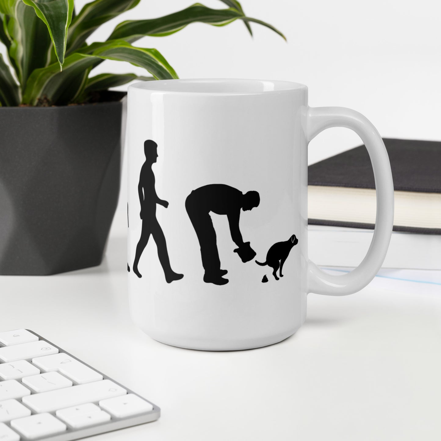 Tasse de 11 oz / 15 oz avec ramasseur de crottes de chien Evolution of Man | conception enveloppante | tasse écologique | grande tasse