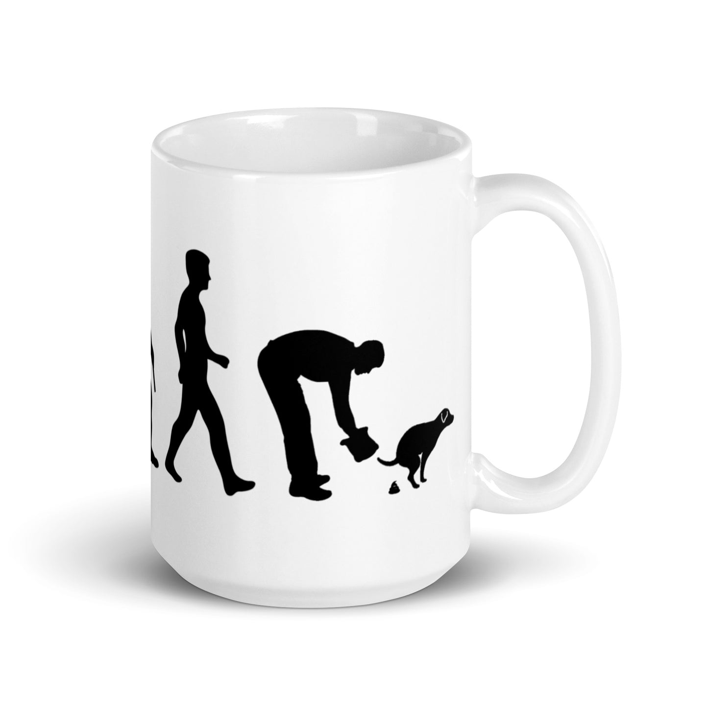 Tasse de 11 oz / 15 oz avec ramasseur de crottes de chien Evolution of Man | conception enveloppante | tasse écologique | grande tasse