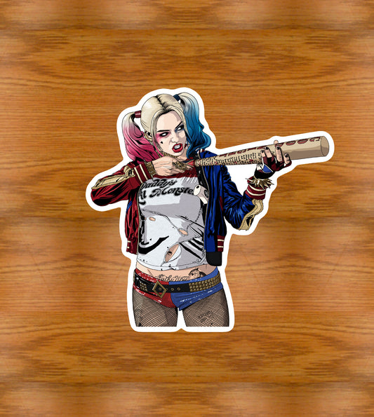 Harley Quinn bat waterproof glossy sticker | Margot Robbie sticker | Eco friendly & vegan