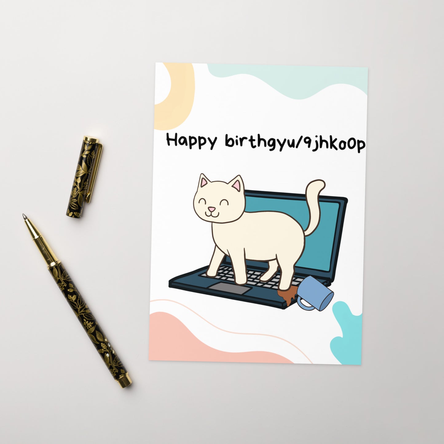 Happy birthday card | funny cat card | cat walking and typing on keyboard card