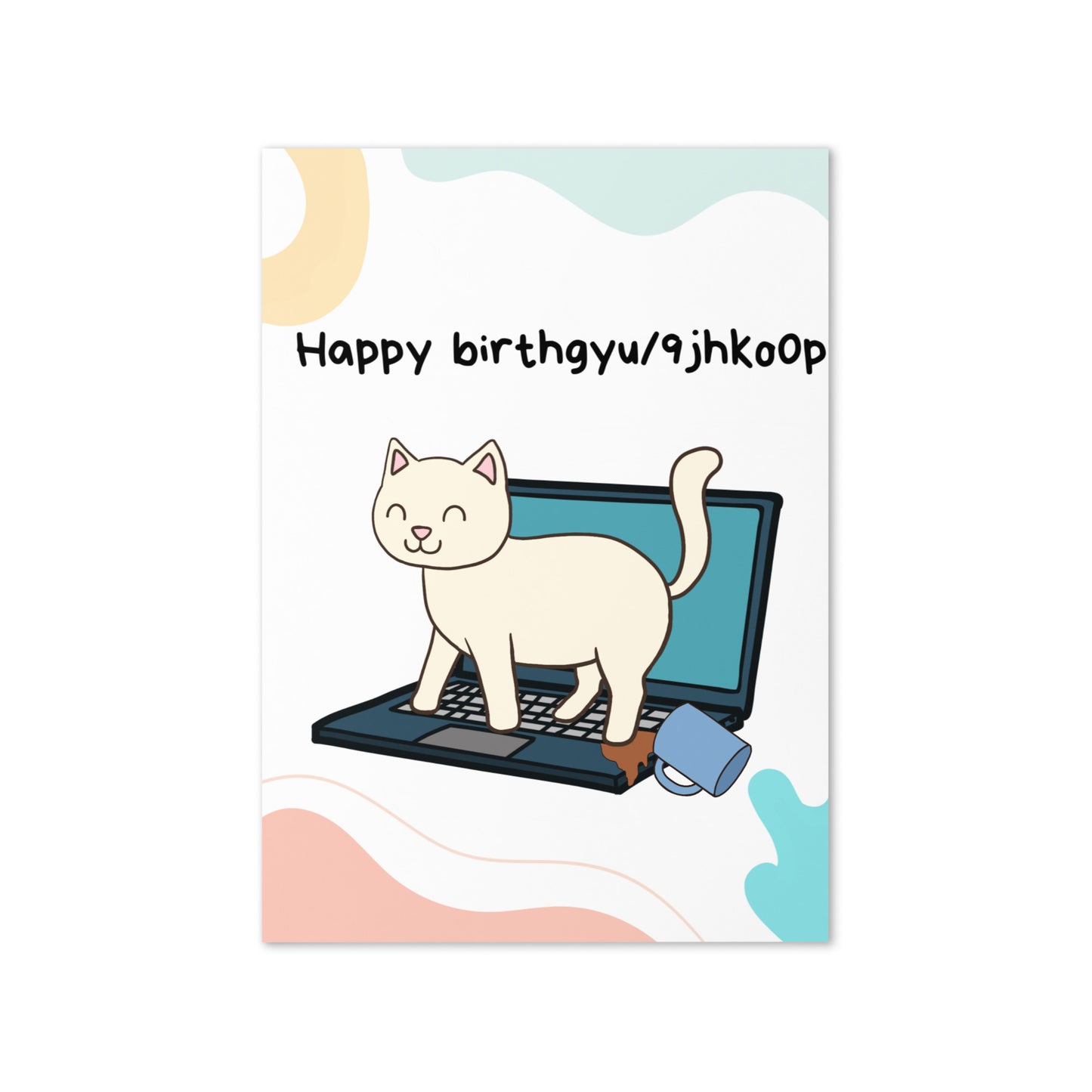 Happy birthday card | funny cat card | cat walking and typing on keyboard card