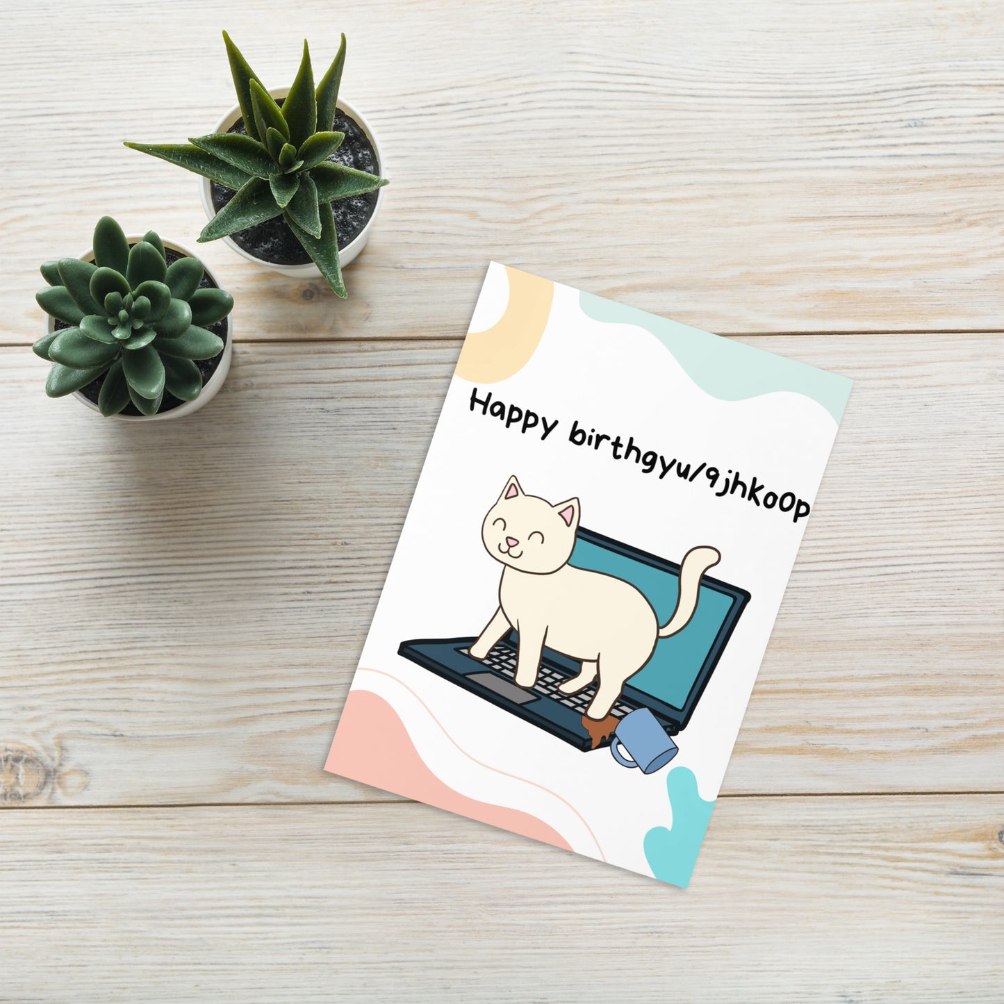 Happy birthday card | funny cat card | cat walking and typing on keyboard card