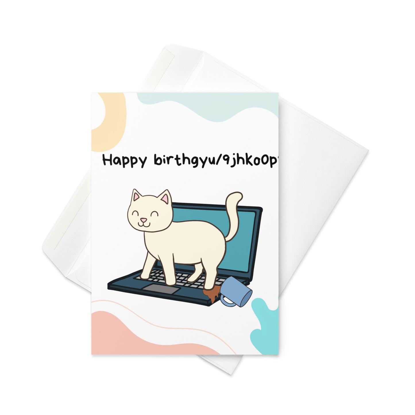 Happy birthday card | funny cat card | cat walking and typing on keyboard card