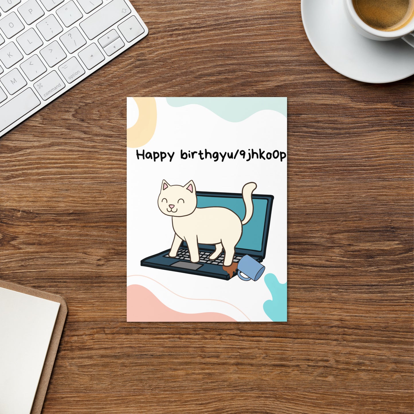 Happy birthday card | funny cat card | cat walking and typing on keyboard card