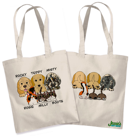 Personalised pet portrait tote bags | Eco friendly Canvas custom dog cat shopping Bag